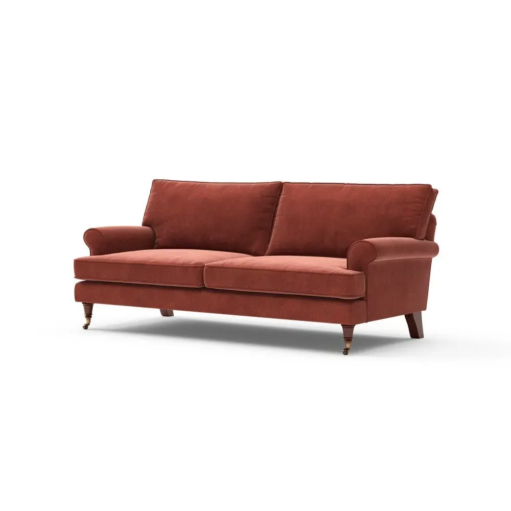 3-Seater Sofa - Red, Matt Velvet