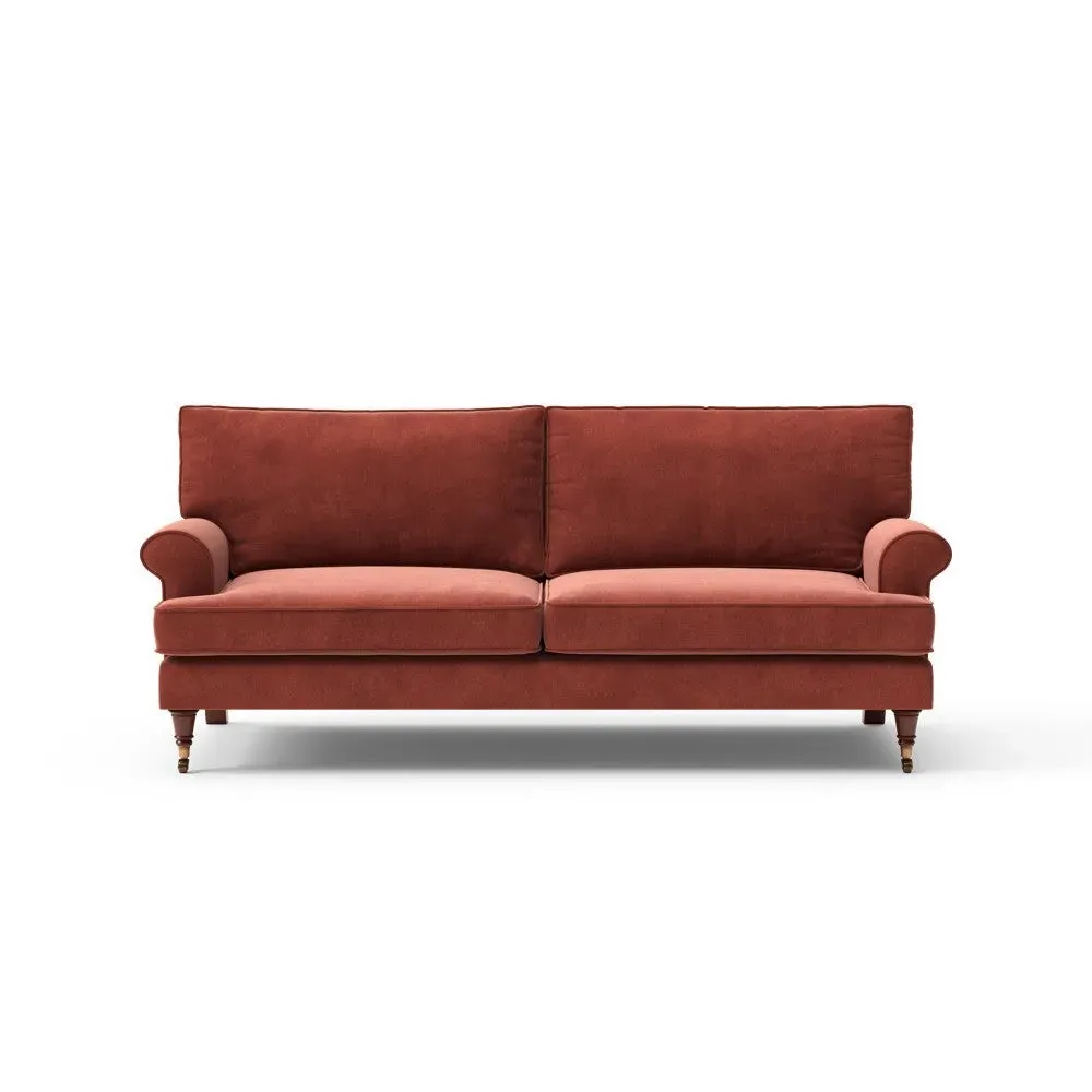 3-Seater Sofa - Red, Matt Velvet