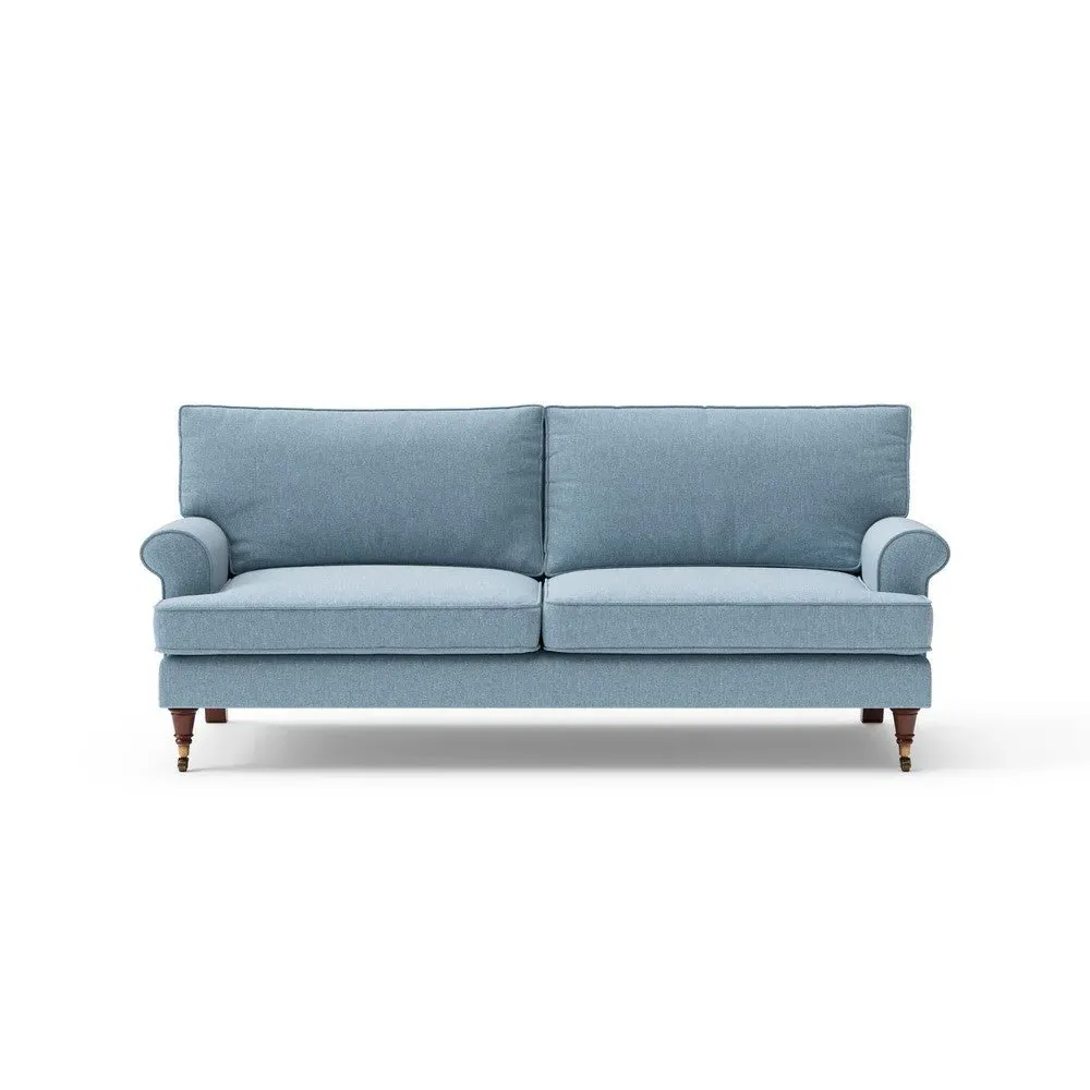 3-Seater Sofa with Castor Legs - Teal, Rustic Weave image