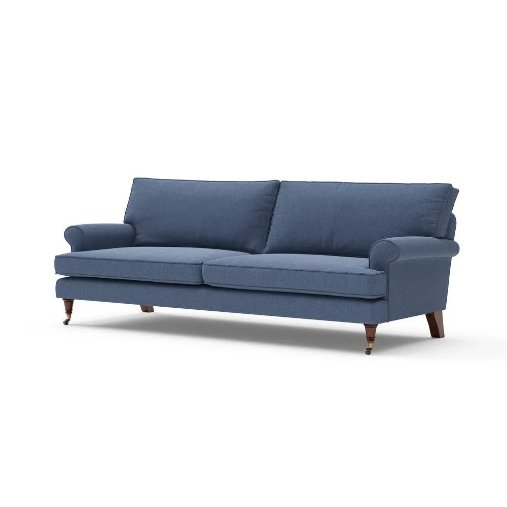 4-Seater Sofa - Dark Blue, Chunky Cotton