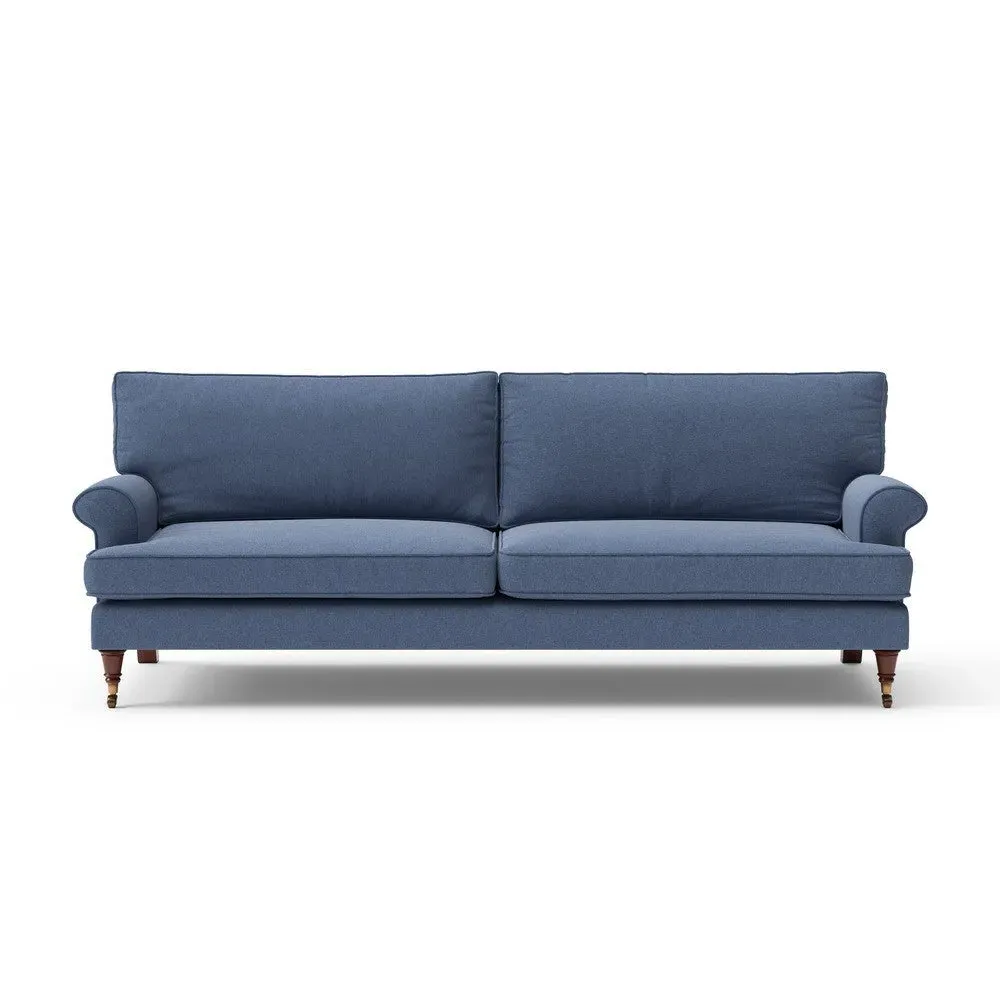 4-Seater Sofa - Dark Blue, Chunky Cotton