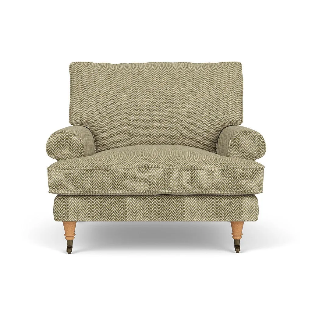 Armchair with Scrolled Arms - Apple, Herringbone Weave image