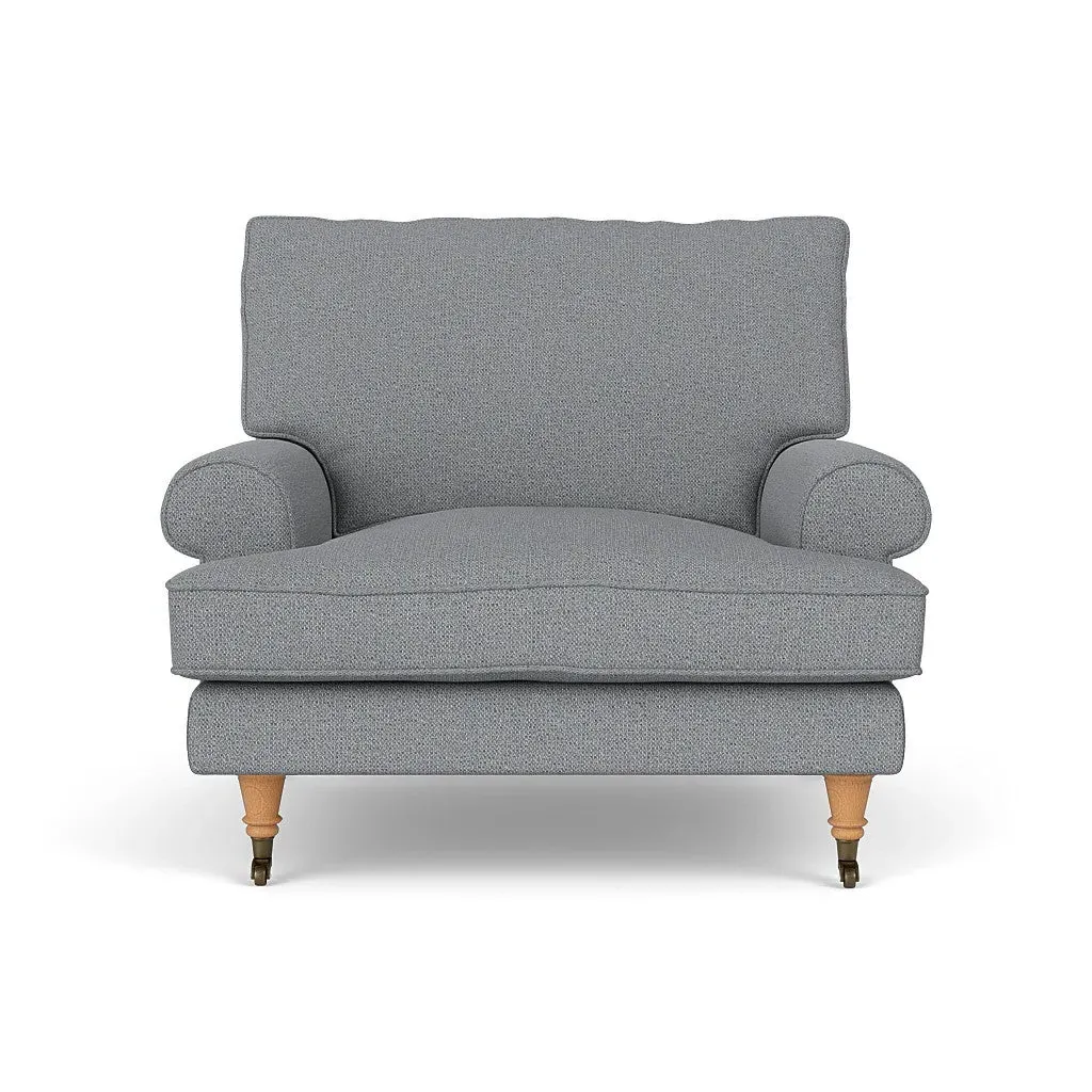 Armchair with Scrolled Arms - Blue Marl, House Weave image