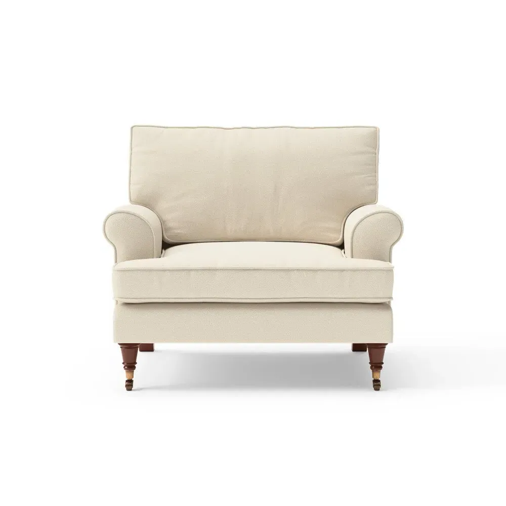 Armchair with Scrolled Arms - Cream, House Weave