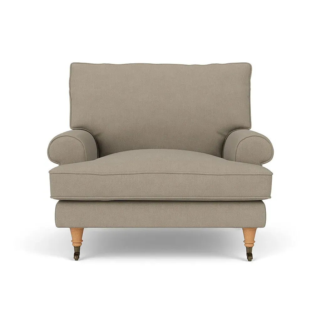 Armchair with Scrolled Arms - Dove Grey, House Linen Mix by The Cotswold Company, image 2