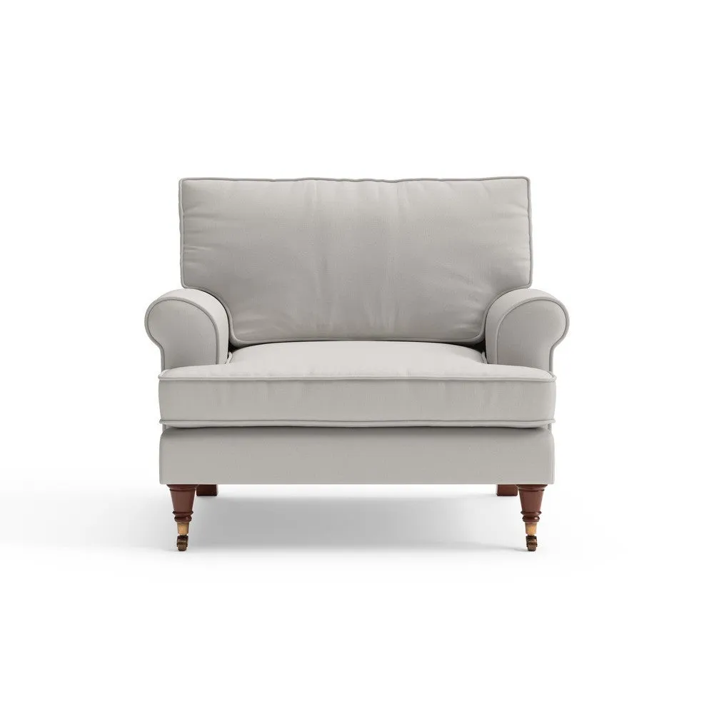 Armchair with Scrolled Arms - Dove Grey, House Linen Mix