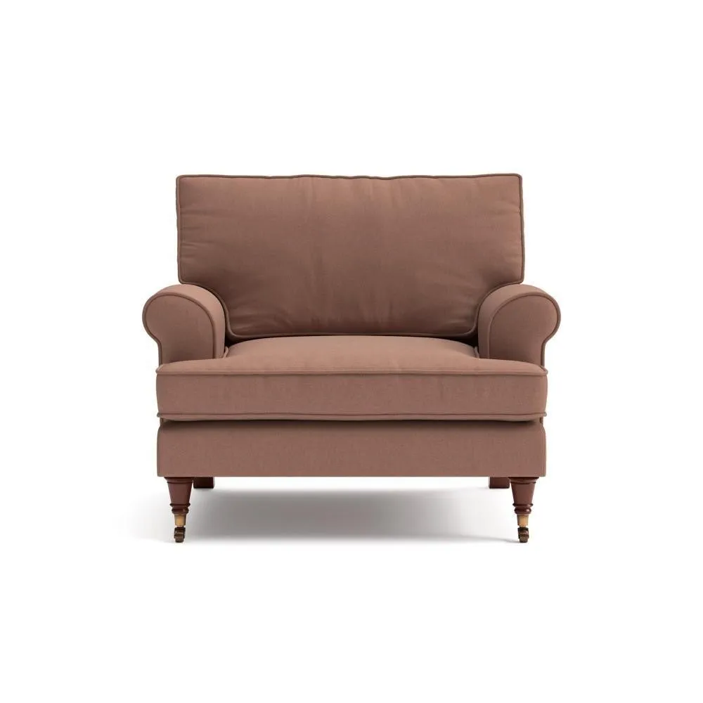 Armchair with Scrolled Arms - Dusky Blush, House Linen Mix