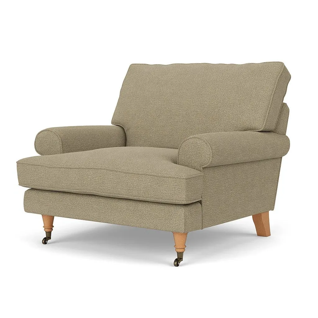 Armchair with Scrolled Arms - Green Marl, House Weave