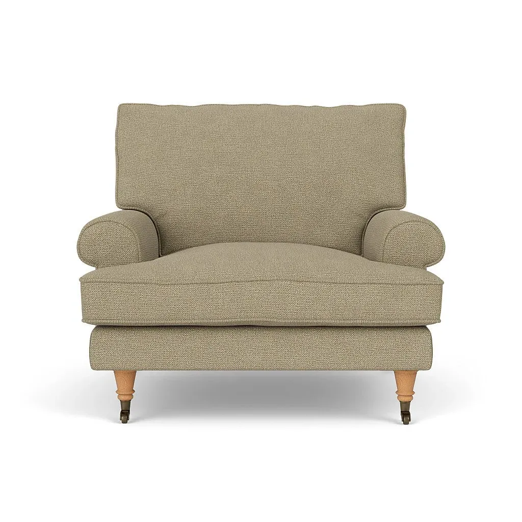 Armchair with Scrolled Arms - Green Marl, House Weave