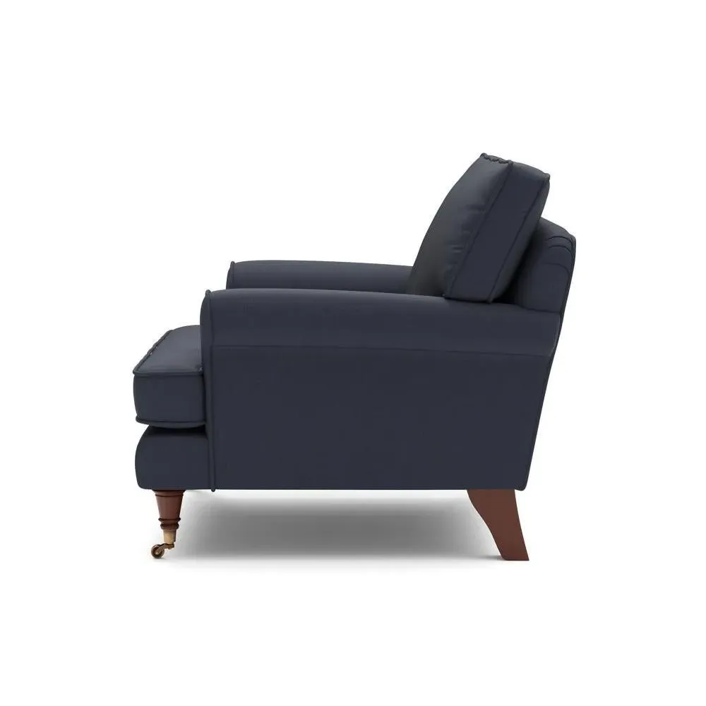 Armchair with Scrolled Arms - Ink, House Linen Mix