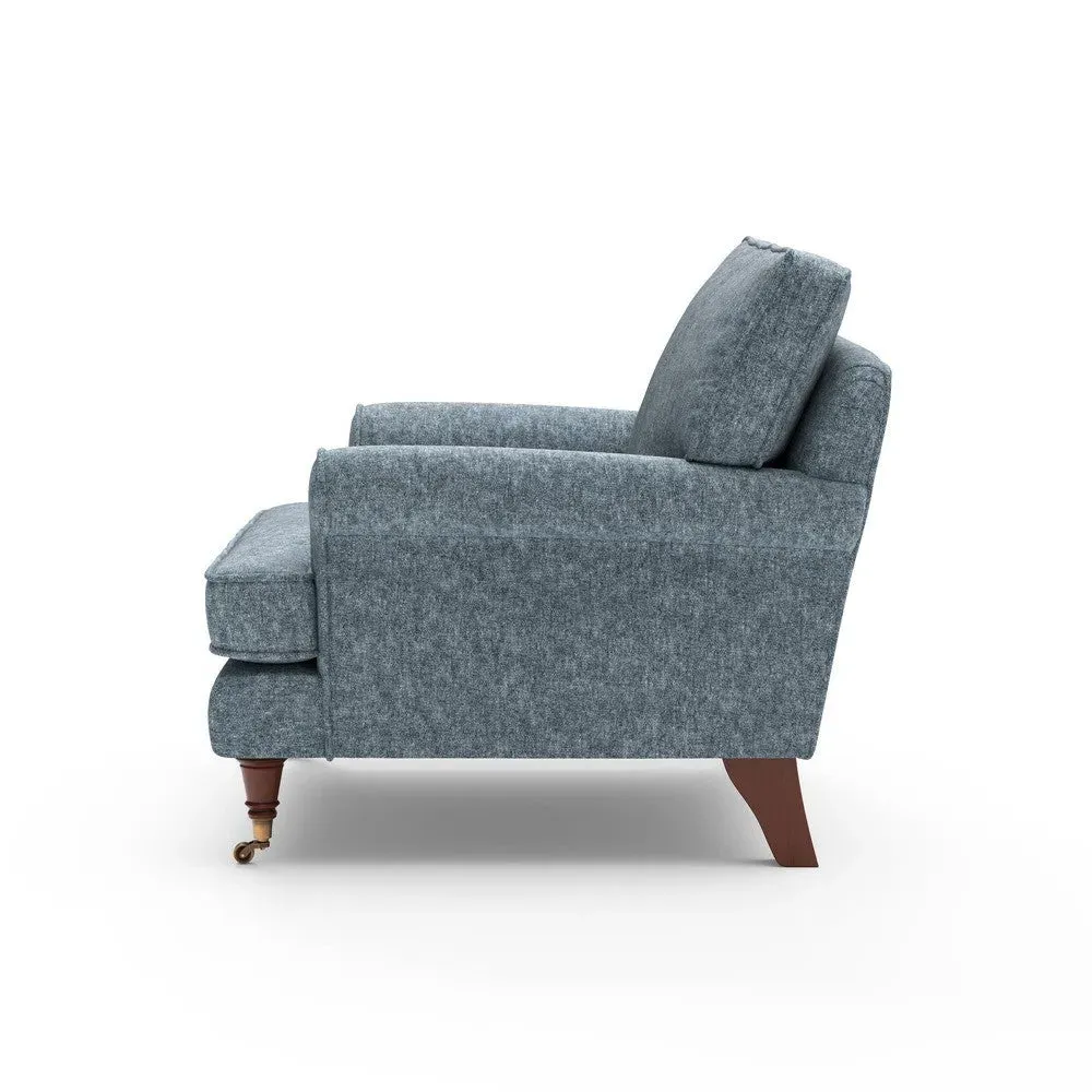 Armchair with Scrolled Arms - Mid Blue, Aquaclean Oxford