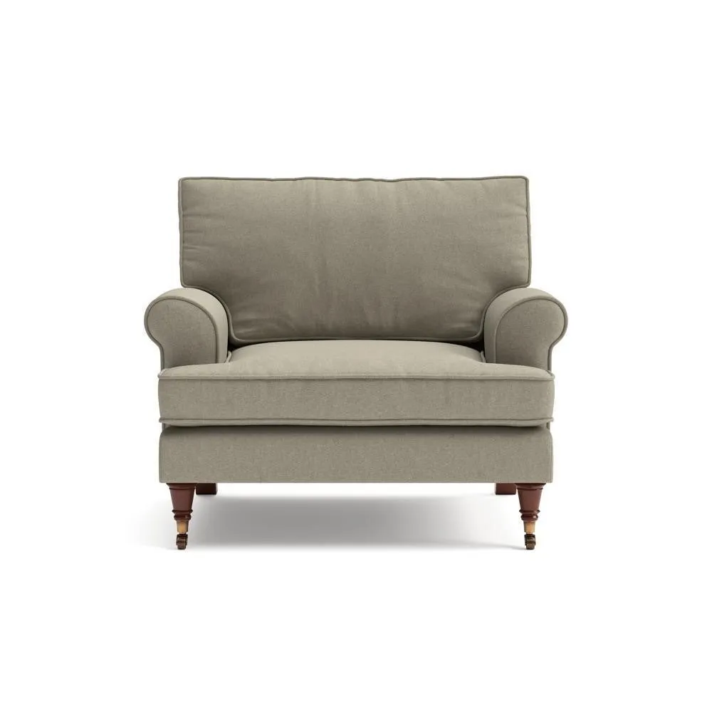 Armchair with Scrolled Arms - Mid Grey, House Linen Mix