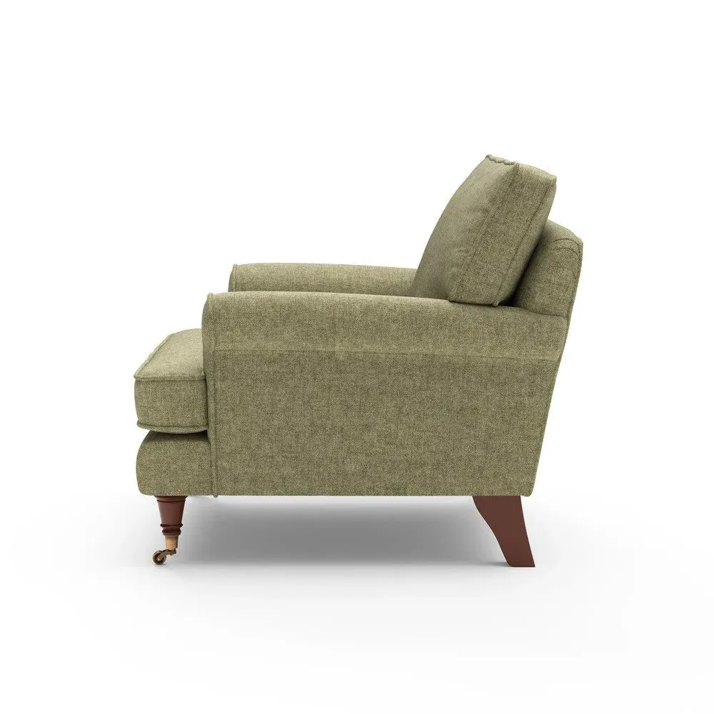 Armchair with Scrolled Arms - Sage, Aquaclean Oxford