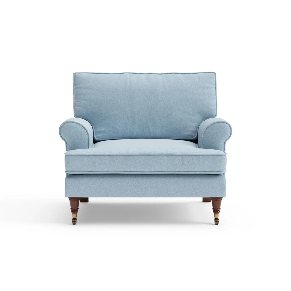Armchair with Scrolled Arms - Sky Blue, House Linen Mix
