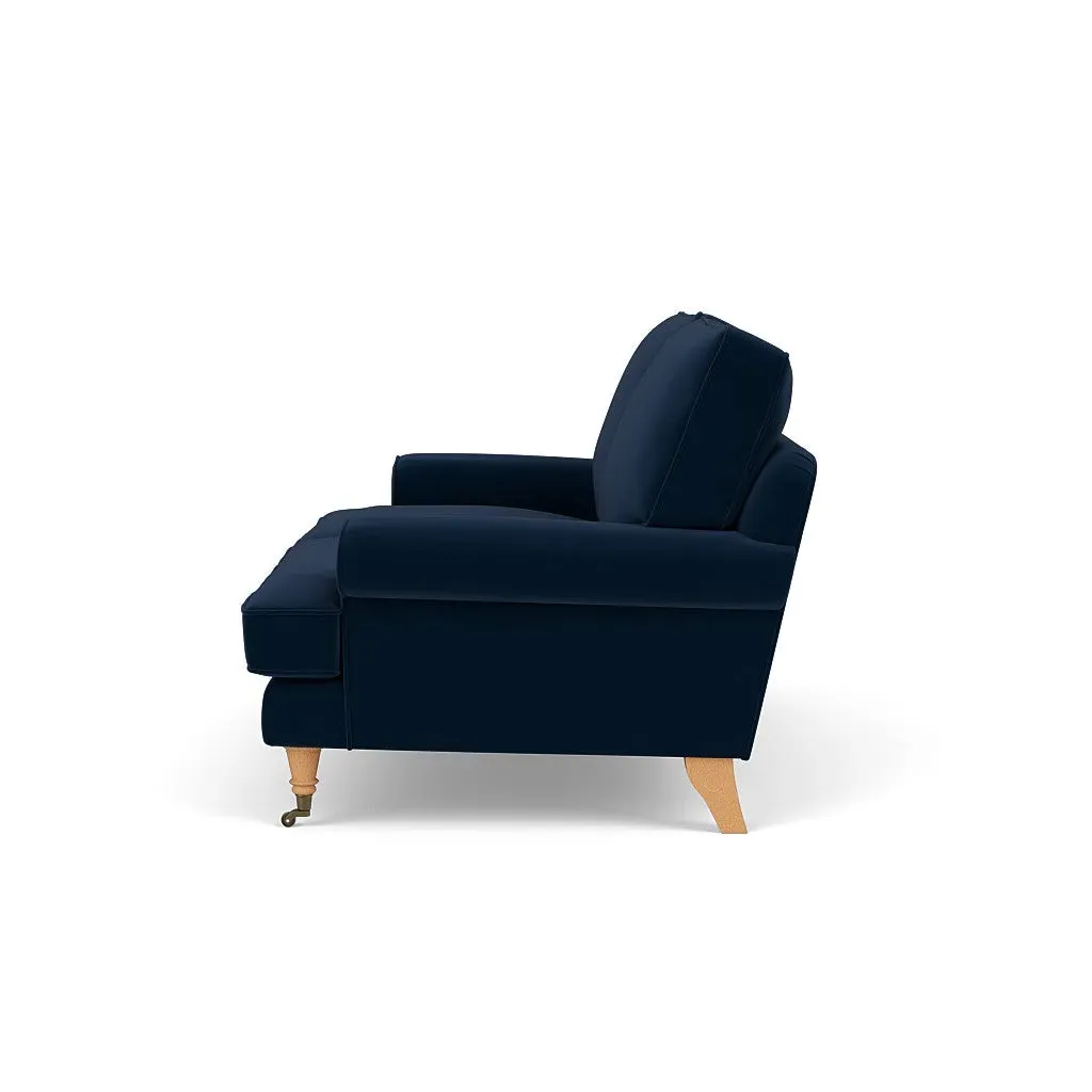 Large 2-Seater Sofa - Deep Blue, Matt Velvet by The Cotswold Company, image 3