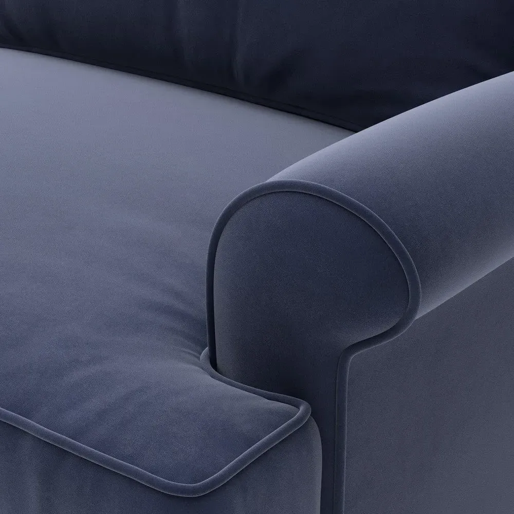 Large 2-Seater Sofa - Deep Blue, Matt Velvet by The Cotswold Company, image 4