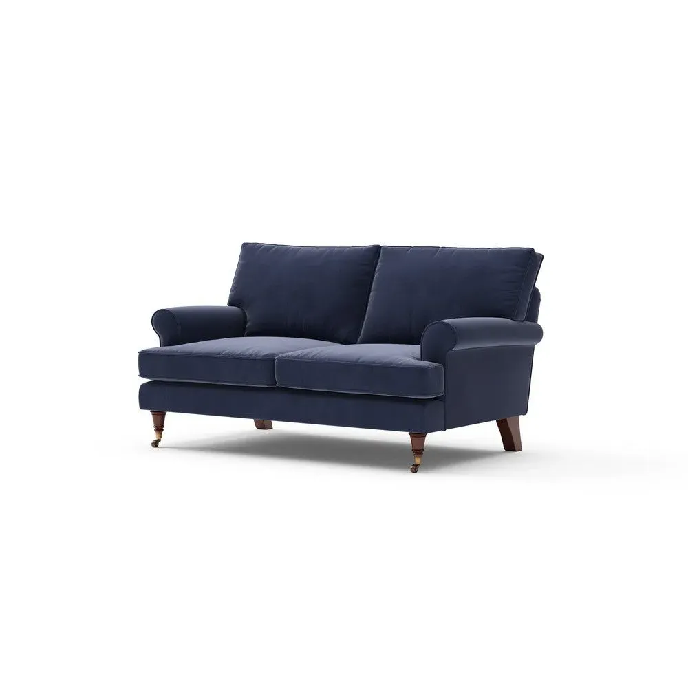 Stewart 2-Seater Sofa - Deep Blue, Matt Velvet