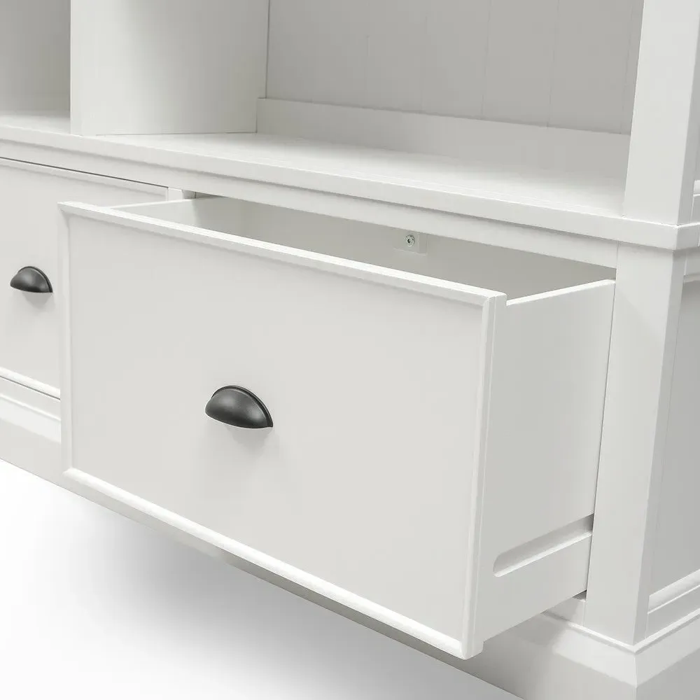 Large Bookcase with Drawers - Warm White
