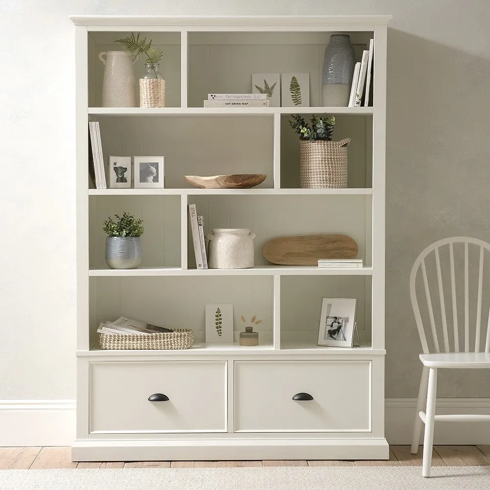 Large Bookcase with Drawers - Warm White