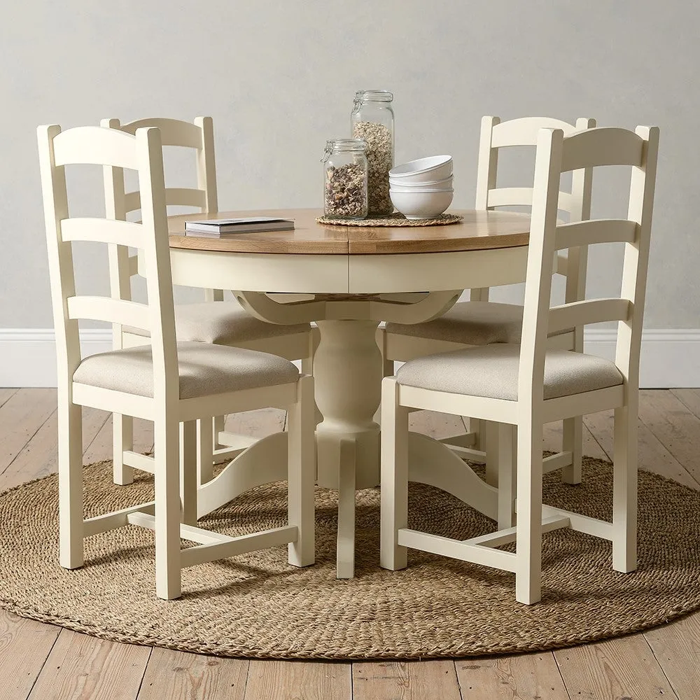 Ladderback Dining Chair with Linen Seat Pad - Cream
