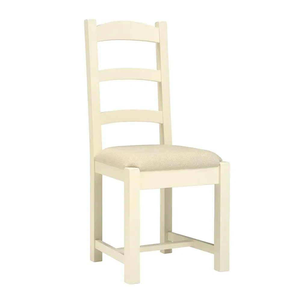 Ladderback Dining Chair with Linen Seat Pad - Cream