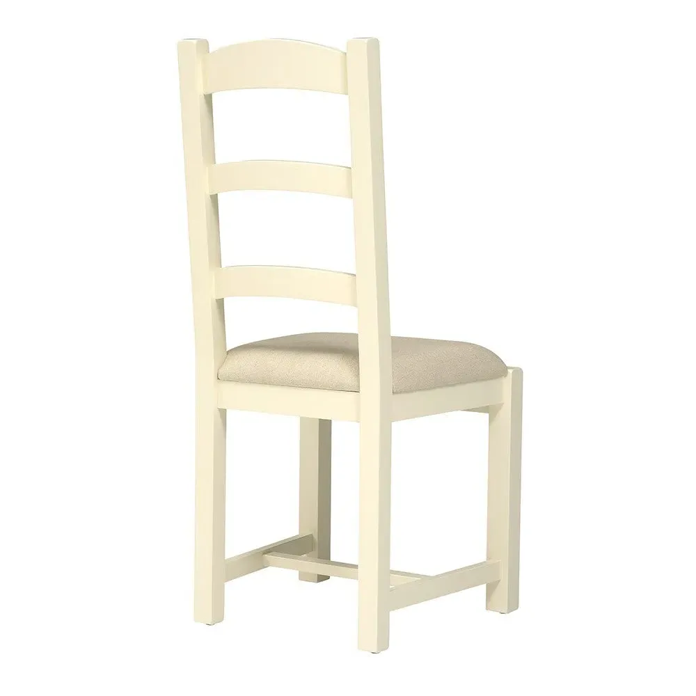 Ladderback Dining Chair with Linen Seat Pad - Cream