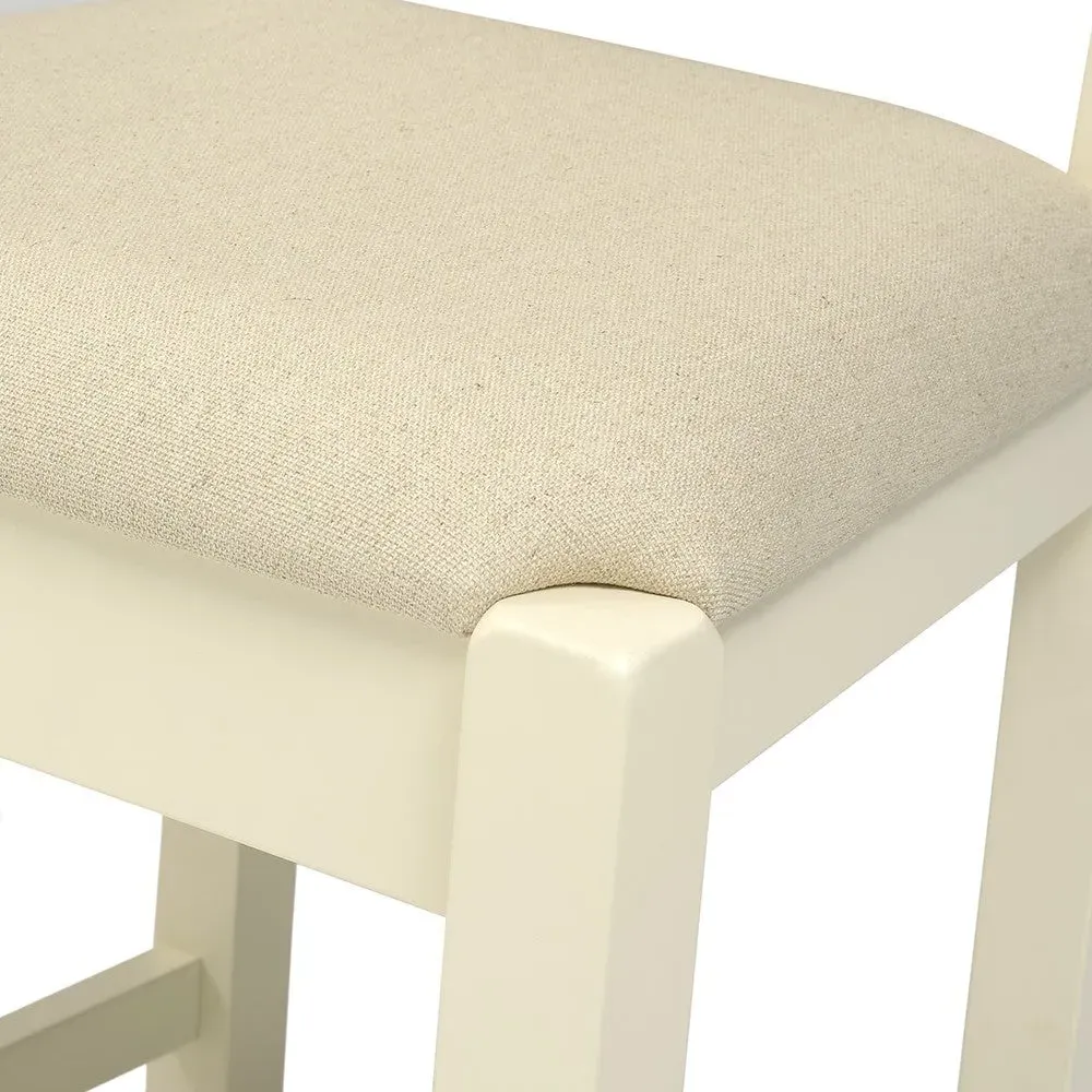 Ladderback Dining Chair with Linen Seat Pad - Cream