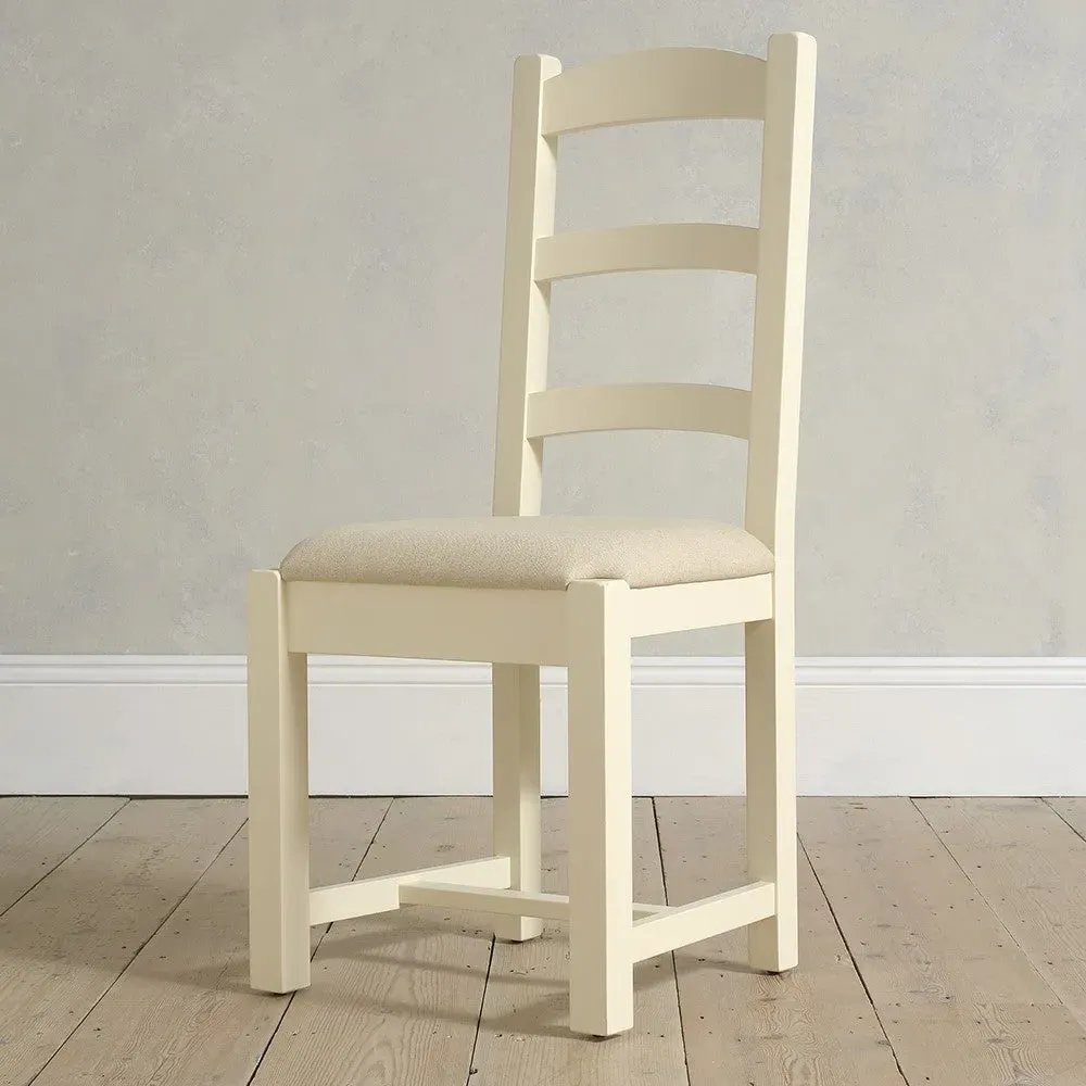 Ladderback Dining Chair with Linen Seat Pad - Cream