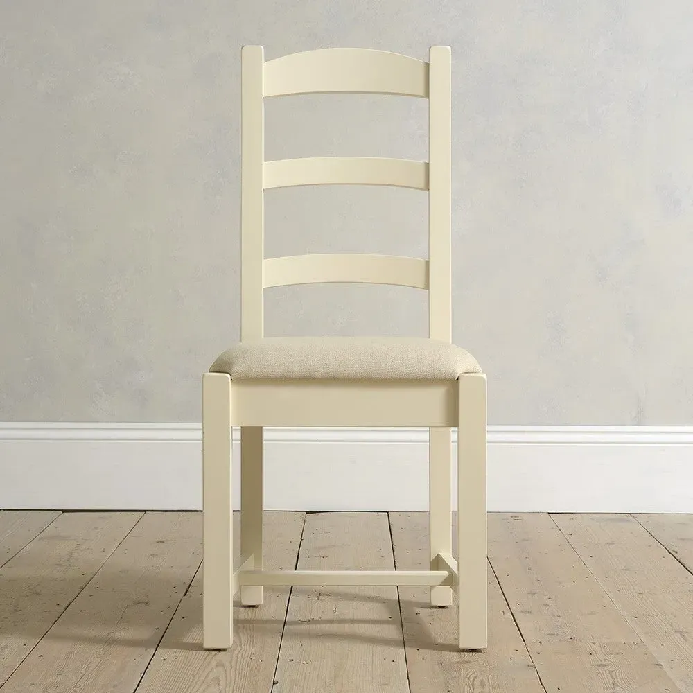 Ladderback Dining Chair with Linen Seat Pad - Cream image