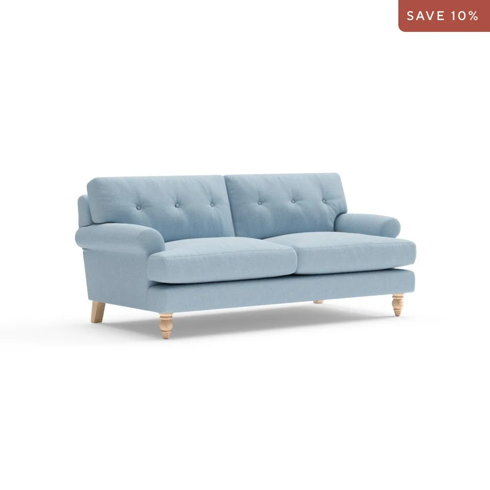 3 Seater Sofa - Sky Blue, House Linen Mix