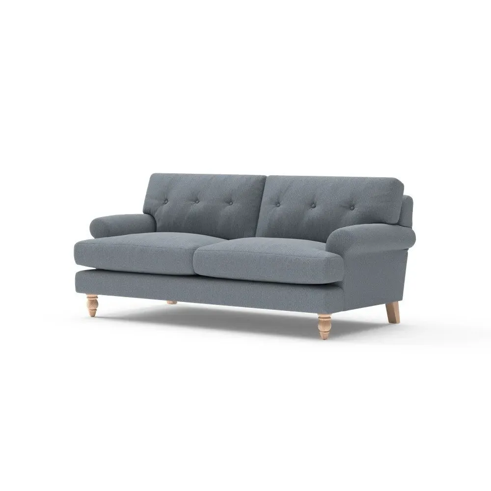 3-Seater Sofa with Button Back - Navy, Eco Herringbone