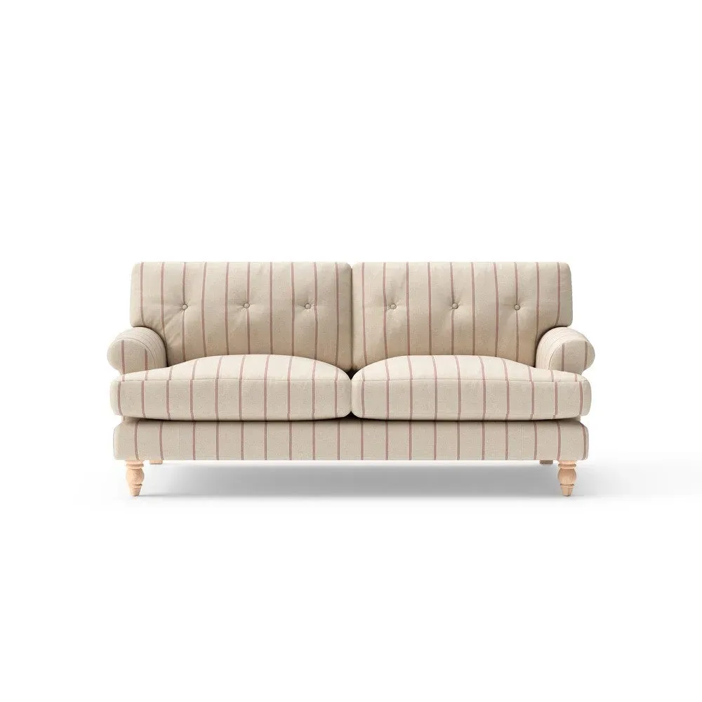 3-Seater Sofa with Button Back - Raspberry, Compton Stripe image