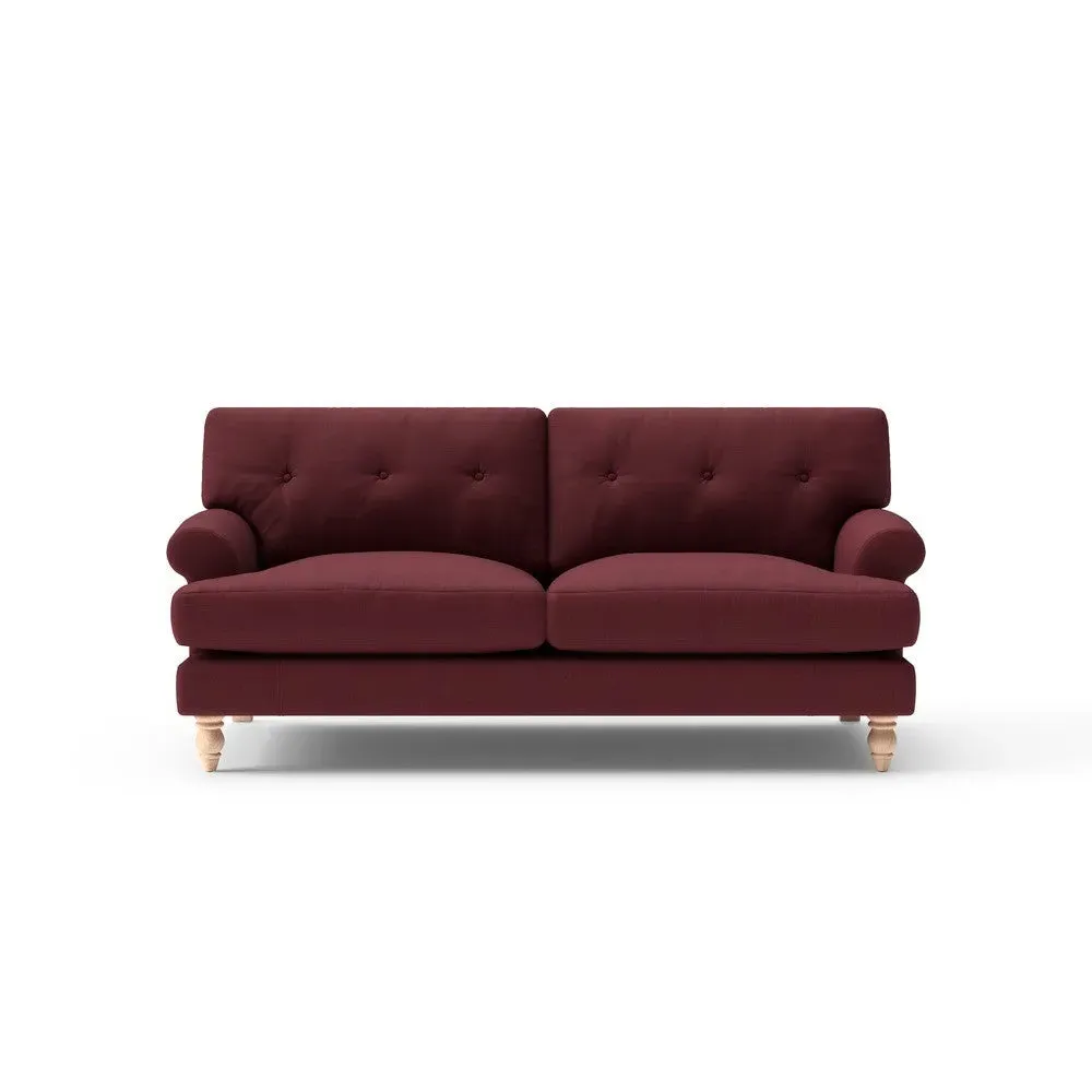 3-Seater Sofa with Button Back - Red, Linen Mix image