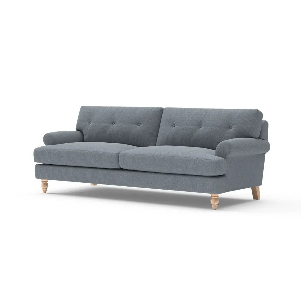 4-Seater Sofa with Button Back - Navy, Eco Herringbone
