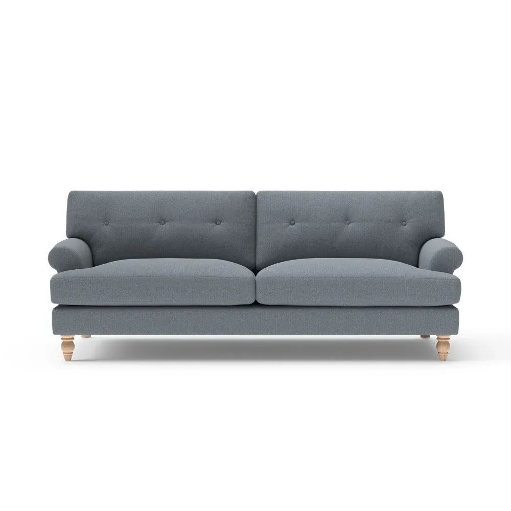 4-Seater Sofa with Button Back - Navy, Eco Herringbone