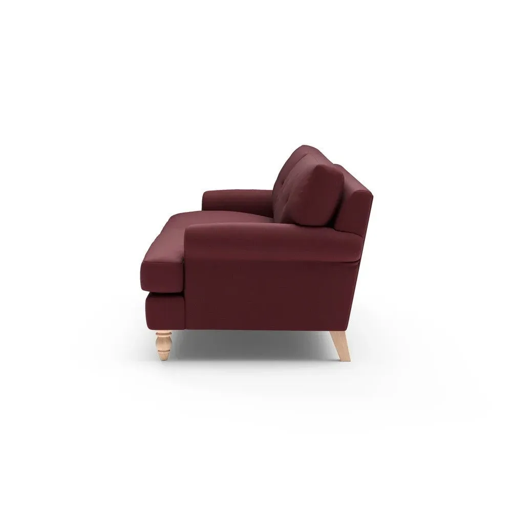 4-Seater Sofa with Button Back - Red, Linen Mix