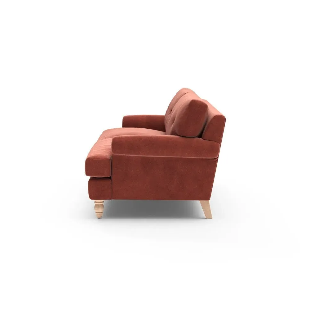 4-Seater Sofa with Button Back - Red, Velvet