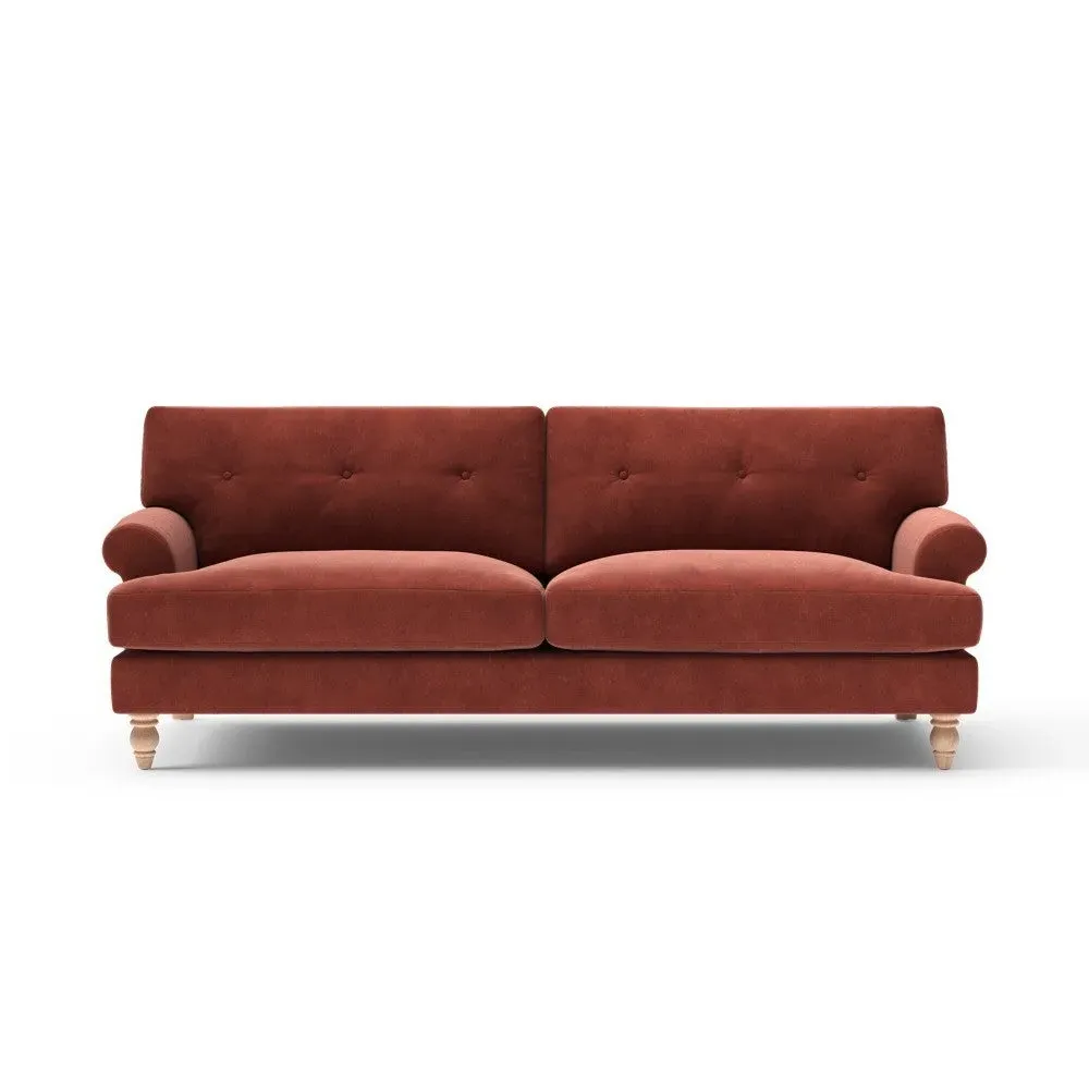 4-Seater Sofa with Button Back - Red, Velvet