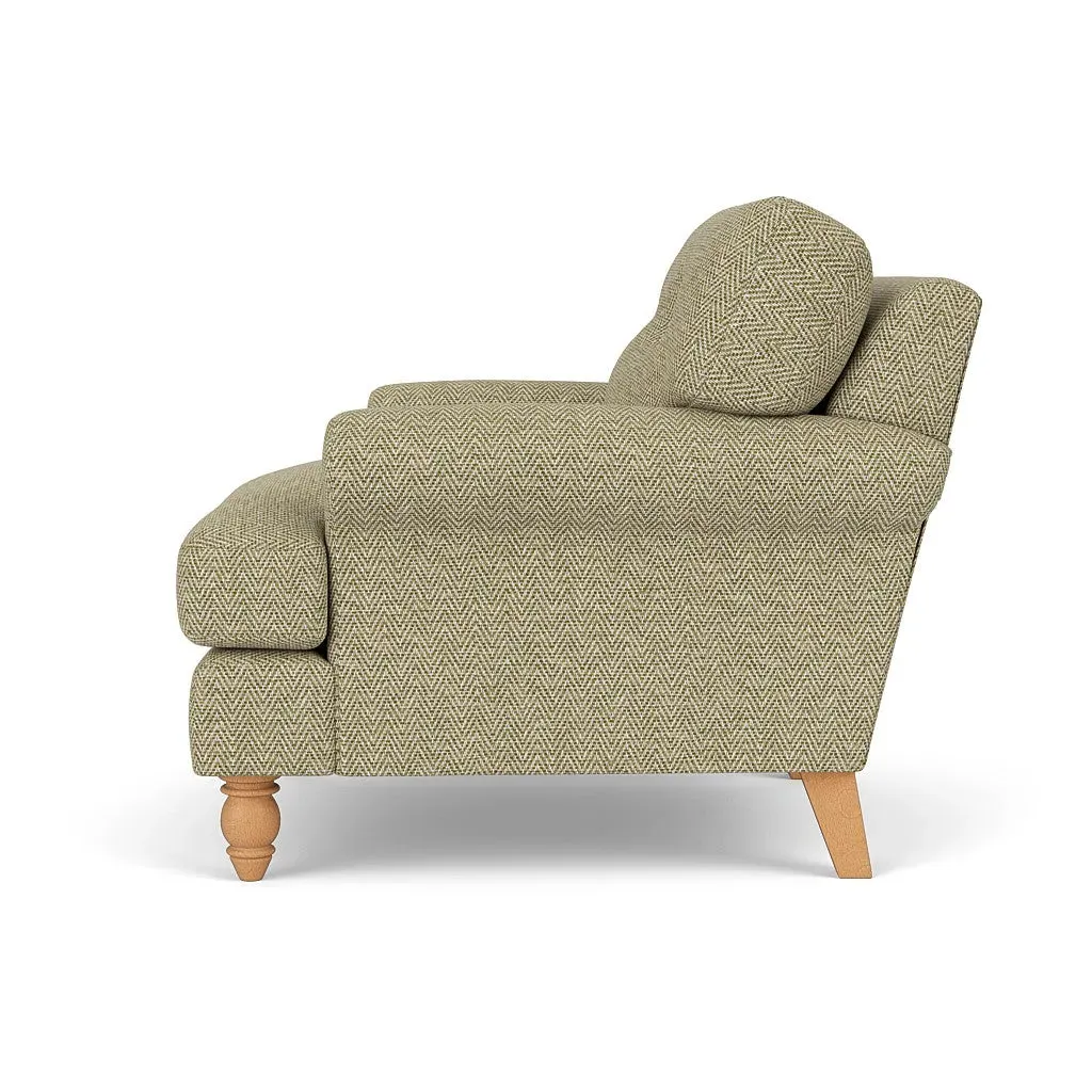 Armchair with Button Back - Apple, Herringbone Weave