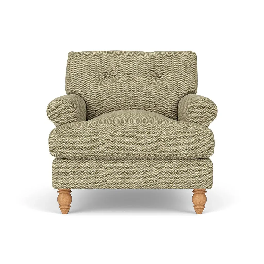 Armchair with Button Back - Apple, Herringbone Weave image
