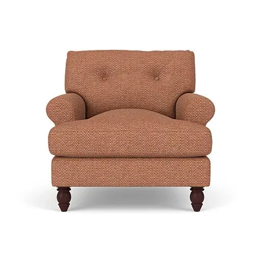 Armchair with Button Back - Brick, Herringbone Weave