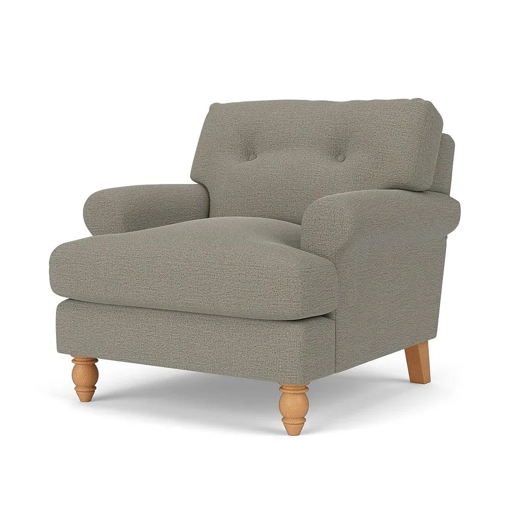 Armchair with Button Back - Flax, Rustic Weave