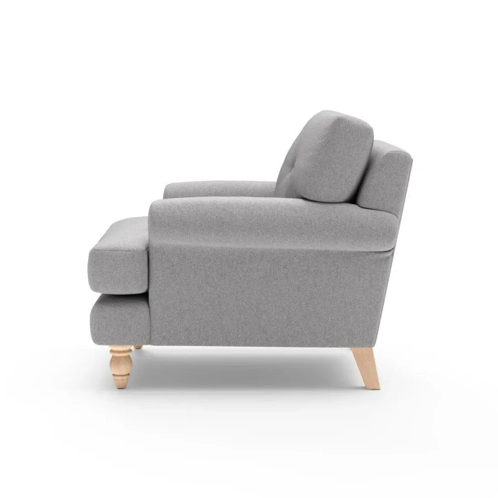 Armchair with Button Back - Grey Marl, Rustic Weave
