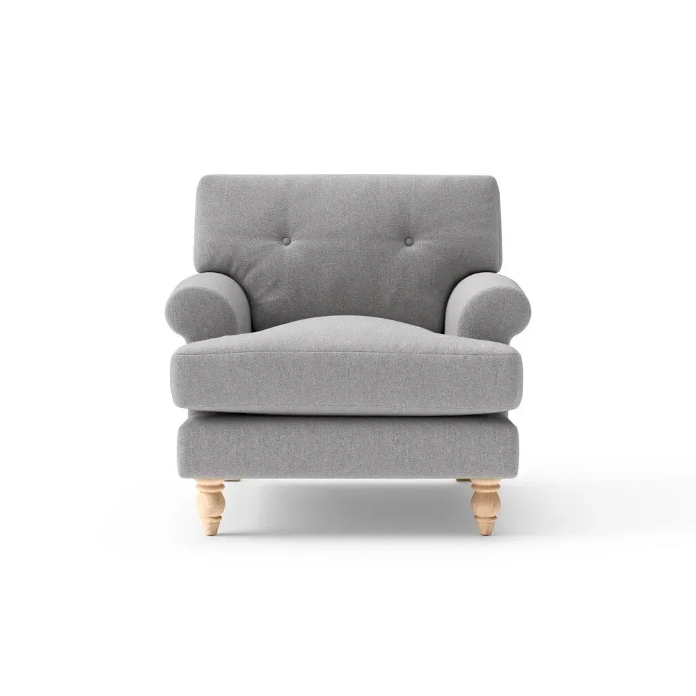 Armchair with Button Back - Grey Marl, Rustic Weave