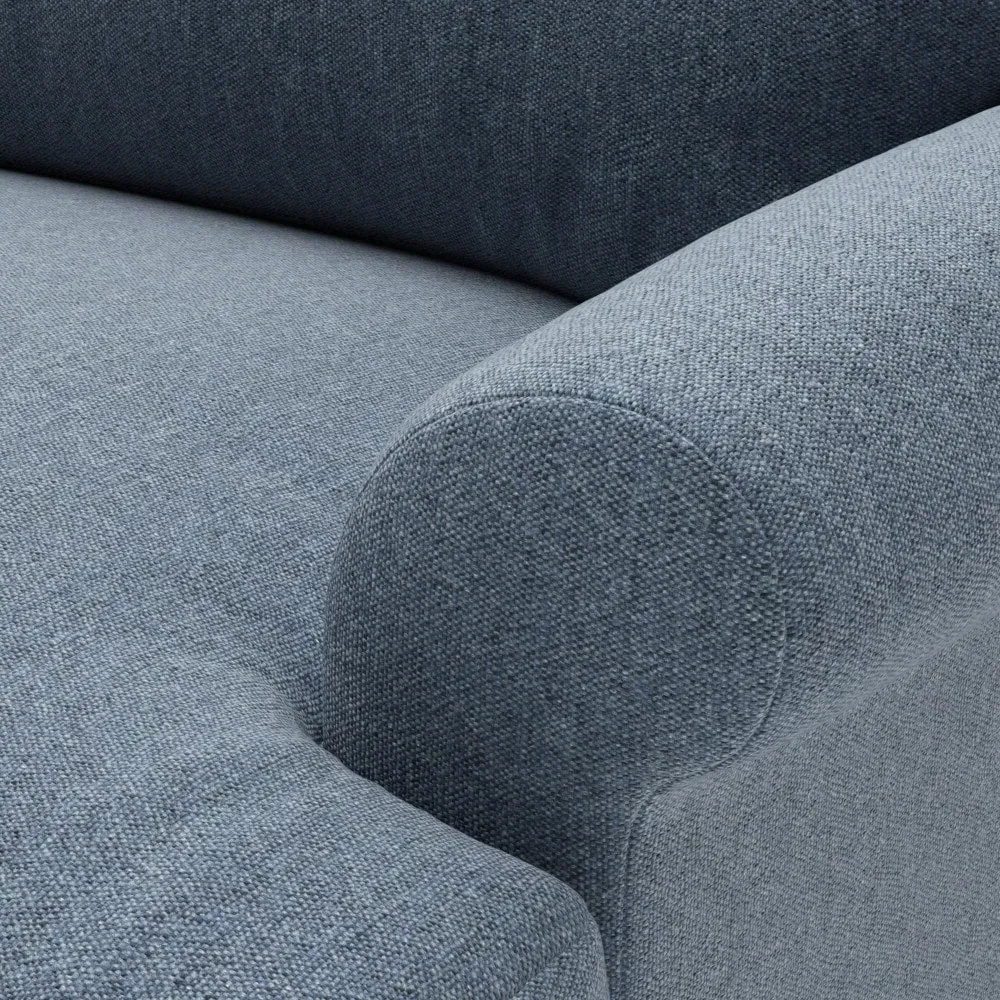 Armchair with Button Back - Indigo, Rustic Weave