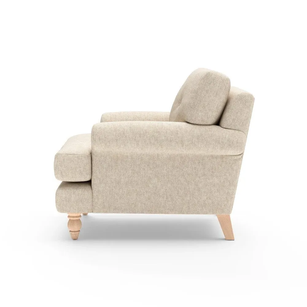 Armchair with Button Back - Natural, Aquaclean Oxford