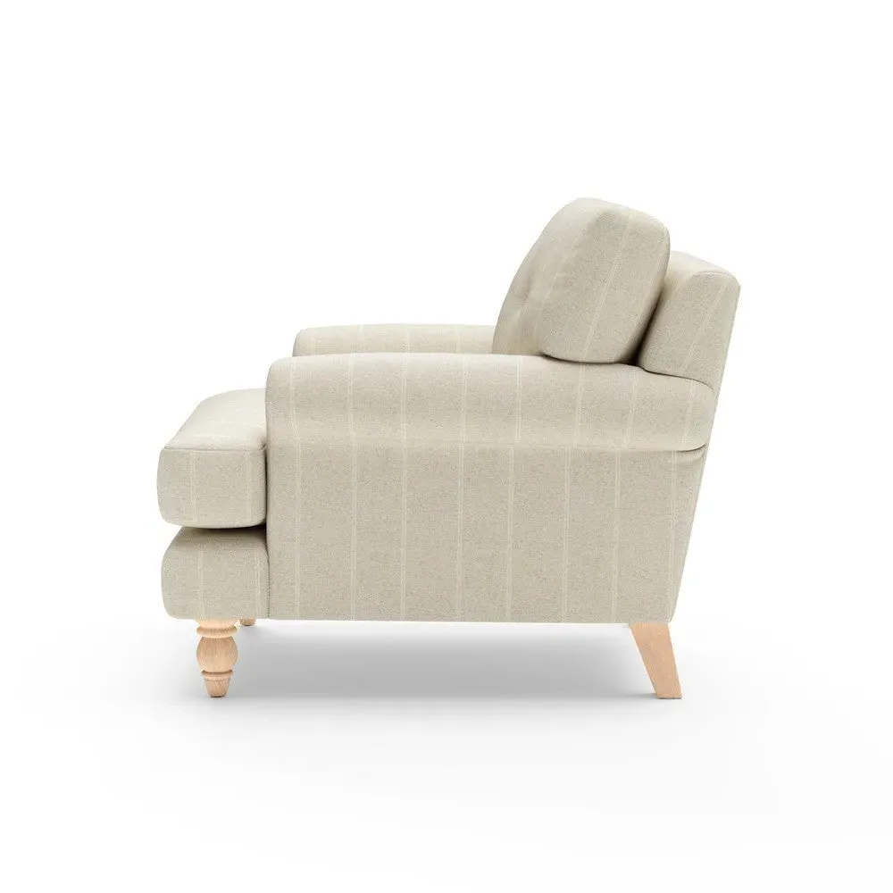Armchair with Button Back - Natural, Compton Stripe
