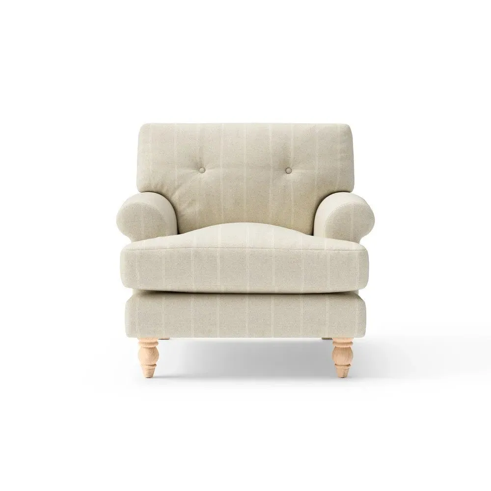 Armchair with Button Back - Natural, Compton Stripe