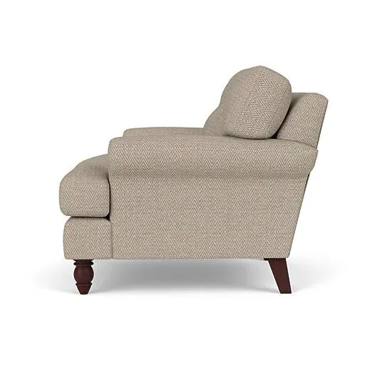 Armchair with Button Back - Natural, Herringbone Weave
