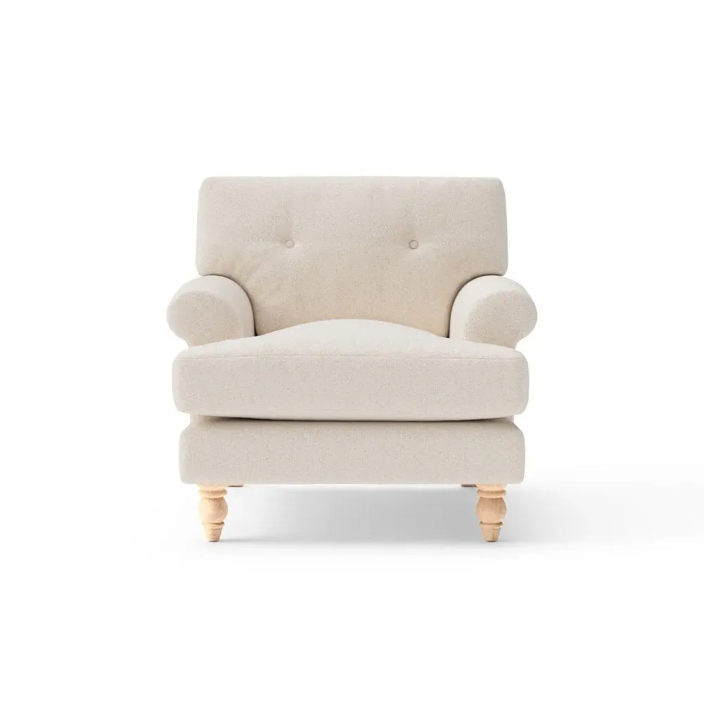 Armchair with Button Back - Natural, Rustic Weave